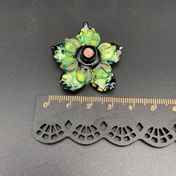 Buttercup • Black and Green Sparkly Spinner