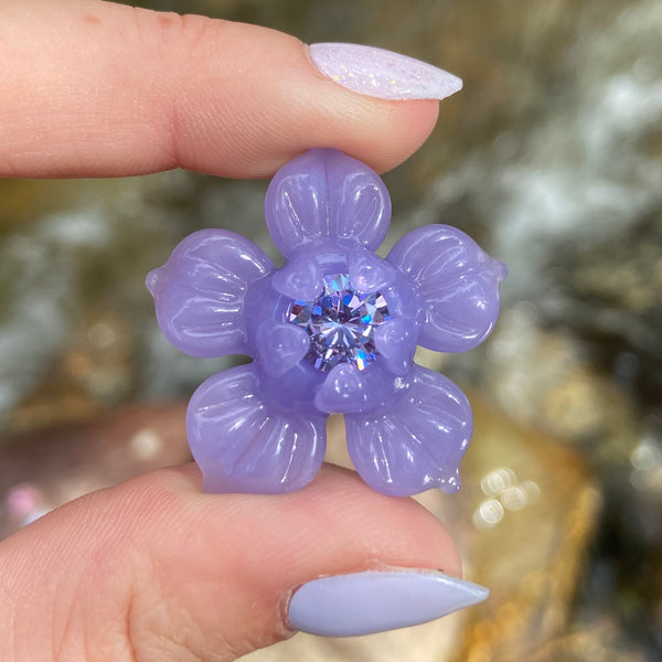 Cubic Zirconia Flower - Purple Satin