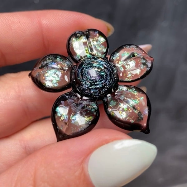 Black and Charcoal Dichro Flower Pendant