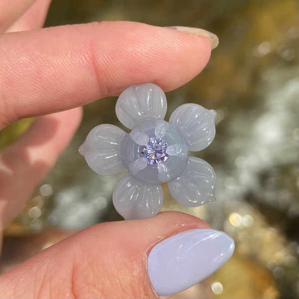 Cubic Zirconia Flower - Baby Blue