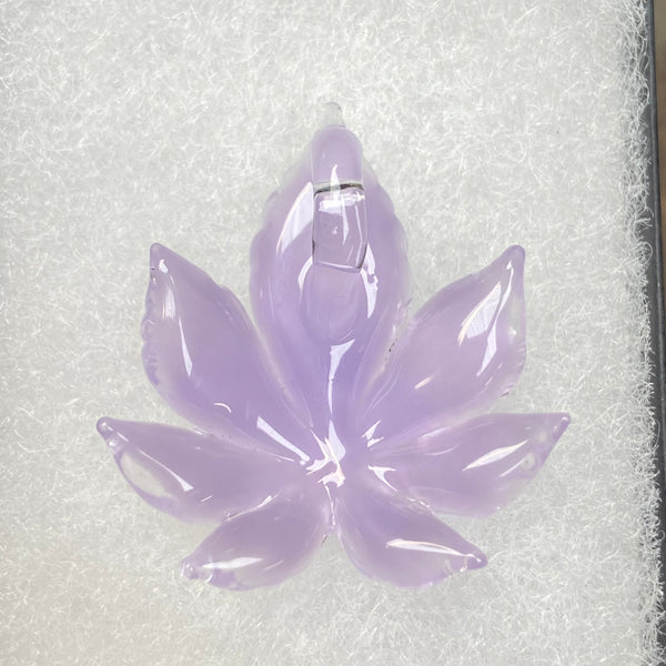Sparkly Canna Leaf Pendant - Purple Satin