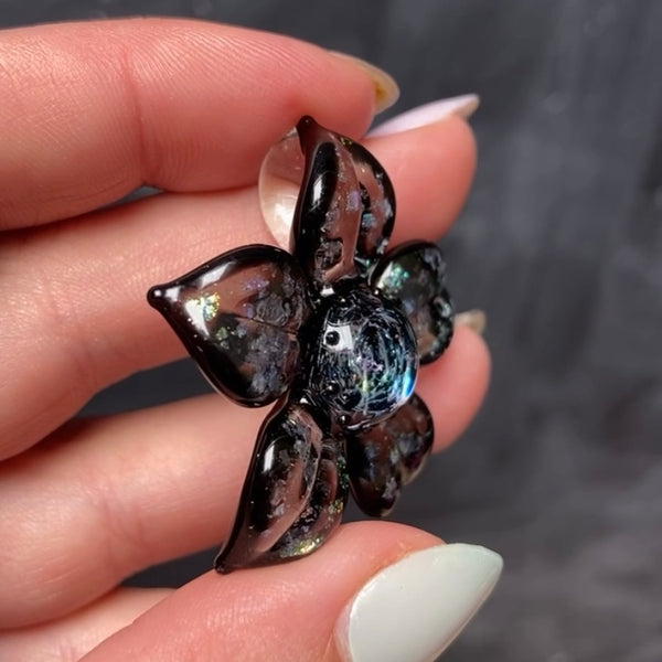 Black and Charcoal Dichro Flower Pendant