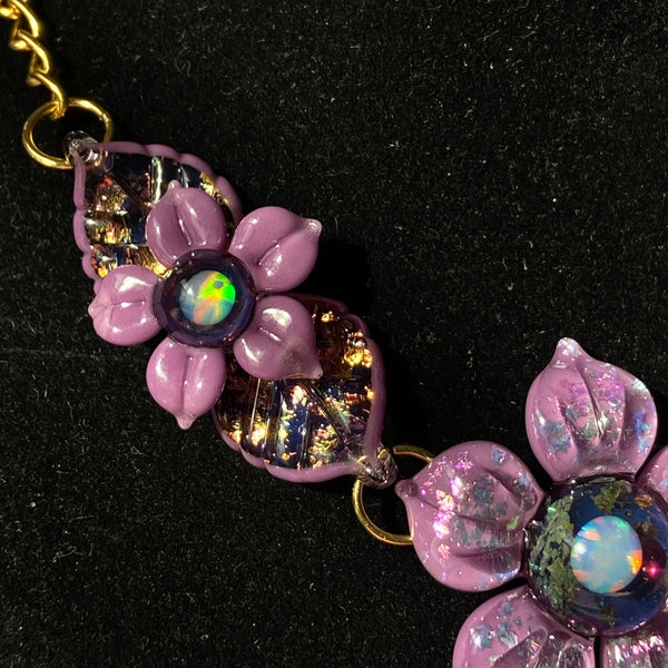 Purple Flower Linked Choker Necklace