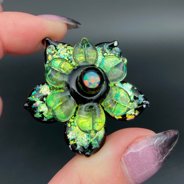 Buttercup • Black and Green Sparkly Spinner