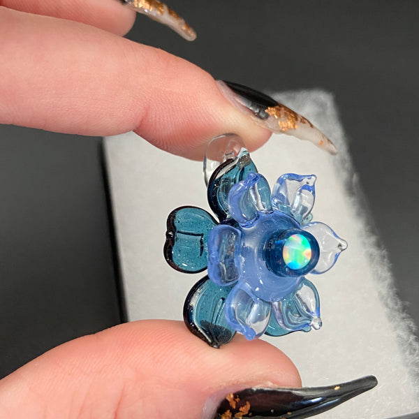 Mini Spinner Flower Pendant - Blue Stardust & Ether