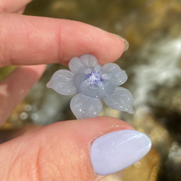 Cubic Zirconia Flower - Baby Blue
