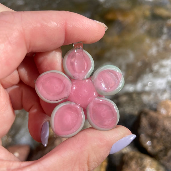 Pastel Spinning Flower Pendant - Blush and Mint