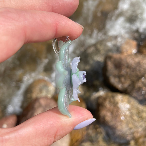 Pastel Spinning Flower Pendant - Baby Blue and Mint