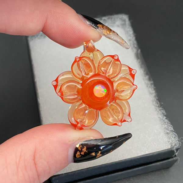 Small Spinner Flower Pendant - Hot Sauce