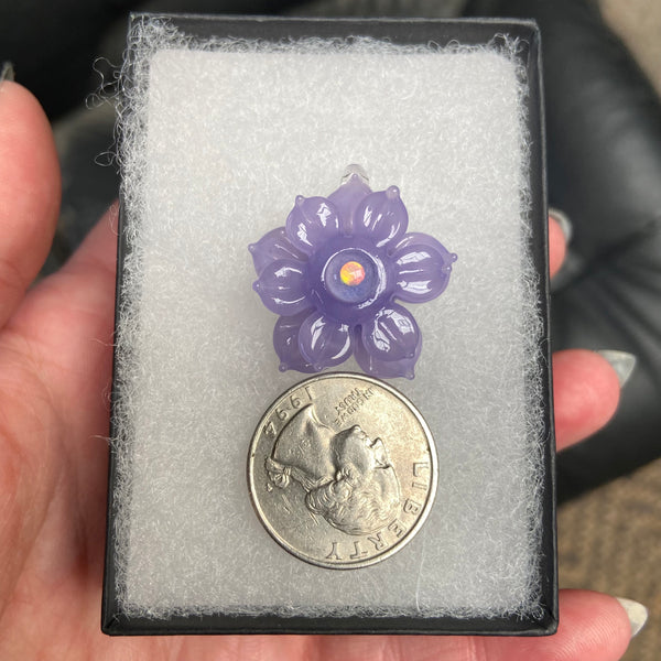 Mini Spinner Flower Pendant Purple Satin