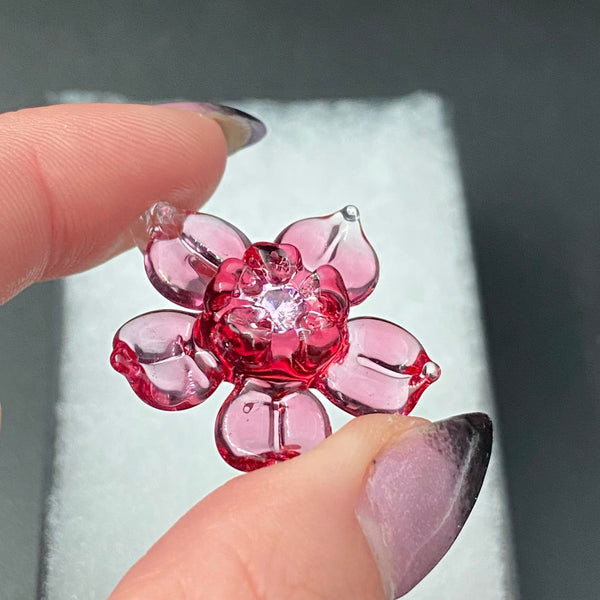 Cubic Zirconia Flower Pendant - Gold Ruby