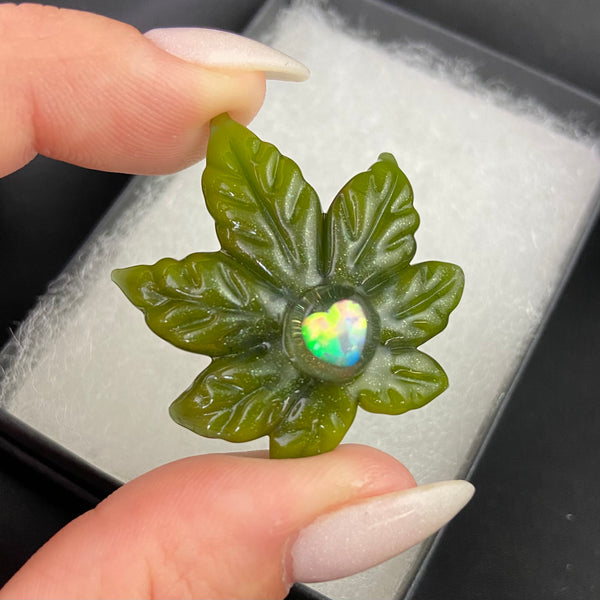 Luvweed Pendant - Green Sparkle heart opal