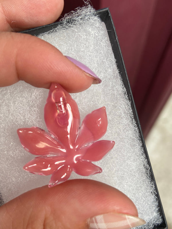 Canna Leaf Pendant - Pink Blush Sparkle